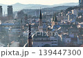 Sarajevo old town aerial drone panorama with morning smoke and skyline 139447300