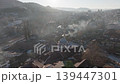 Sarajevo old town aerial drone panorama with morning smoke and skyline 139447301