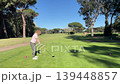 Woman Practicing Golf Swing Outdoor Sport Woman Practicing Golf Swing Outdoor Sport 139448857