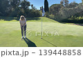 Woman Practicing Golf Swing Outdoor Sport Woman Practicing Golf Swing Outdoor Sport 139448858