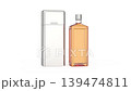 Bottle of whisky, bourbon, brandy, or cognac with a shiny metal box on a white background 139474811