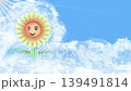 Animated sunflower character with a human face (loop material for adding text) 139491814