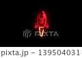 Glowing neon outline of a rocket ship taking off isolated on a dark background Glowing neon outline of a rocket ship taking off isolated on a dark background 139504031