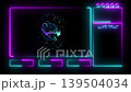 Neon glowing gaming overlay for live streaming light frames and a central digital particle sphere on a dark background Neon glowing gaming overlay for live streaming light frames and a central digital particle sphere on a dark background 139504034