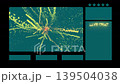 Neon glowing gaming overlay for live streaming light frames and a central digital particle sphere on a dark background Neon glowing gaming overlay for live streaming light frames and a central digital particle sphere on a dark background 139504038