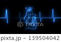 Neon red human heart icon with a glowing pulse line on a dark black background representing health cardiology and life rhythm medical concept art Neon red human heart icon with a glowing pulse line on a dark black background representing health cardiology and life rhythm medical concept art 139504042