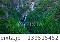 A close-up look at the Fudo Nanaju Falls, one of Japan's Top 100 Waterfalls, in Maegawa, Shimokitayama Village, Nara Prefecture, captured in stunning 4K drone footage. 139515452