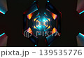 Seamless loop of abstract geometric designs illuminated by strobe lights 139535776