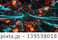 high speed data technology futuristic blue orange neon tunnel geometry Video 3D.. 139538018