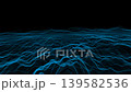 Stunning abstraction of a digital landscape featuring wavy lines and glowing blue dots against a black background, perfect for tech-themed designs. 139582536