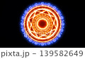 This stunning abstract design features a vibrant circle with dynamic light effects against a dark background. Perfect for creative projects. 139582649