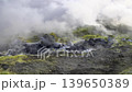 Sulfur fumaroles and chloride crusts on the crater rim, geothermal activity on the slopes of Vulcano Islands, Italy.  139650389