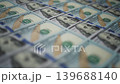 Many us dollar banknotes moving vertically. Financial background of profit, wealth and economic growth with hundred dollar currency bills 139688140