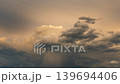 Dramatic sunset sky filled with glowing clouds and dark weather tones 139694406