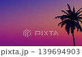 Palm silhouette against pink-purple sunset sky, seamless loop 139694903