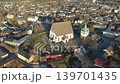 Porvoo.Finland-December 12.2020: Pretty drone point of view of the Evangelical Lutheran Church in Porvoo Finland on a sunny day during autumn. Camera slowly turning around the church. 139701435