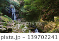 緑に囲まれた岩肌を流れ落ちる清らかな滝と透明な滝つぼ（佐賀県鳥栖市・御手水の滝） 139702241