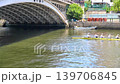 Rowing competition: Eight-oared boat practice on the Dojima River. 139706845