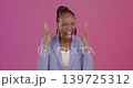 Face, stress and black woman in studio with angry, frustrated and shout against pink background. Grief, portrait and lady with bipolar, ptsd and depression, anger or issue, scream or mental problem 139725312