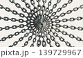 Twelve chains closing in a radial pattern; security; crime; 3D animation 139729967