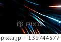 Futuristic neon light trails speed lines on dark background 139744577