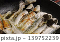 Close up of Sardine fish frying in an oil pan  139752239
