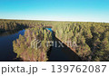 Cinematic FPV drone flight over Holma-Saarijarvi lake surrounded by pine forest in Nuuksio National Park, Finland. 139762087