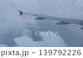 solo travel and transportation concept with see city and beautiful sky from airplane window 139792226