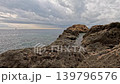 Ocean waves hitting rocky coastline 139796576