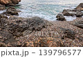 Ocean waves hitting rocky coastline 139796577