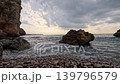Ocean waves hitting rocky coastline 139796579