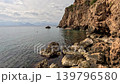 Beautiful sea waves crashing against rocks 139796580