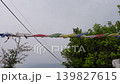 Five-colored flags fluttering on a hill overlooking the sea: A breathtaking spring scene. 139827615