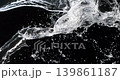 Collision of two water streams with splashes on black background. 139861187