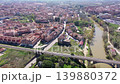 Bird's eye view of Spanish city Aranda de Duero with view of Duero River. 139880372