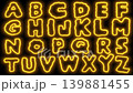 Neon yellow letters with distortion on a black background.  139881455