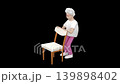 Old woman doing mini squats at chair, 3d render  139898402