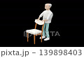 Old man doing assisted mini squats, 3d render  139898403