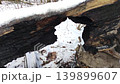 Walking through the hole in the winter forest, 4k video footage background 139899607