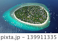 Tropical island with turquoise water and coral reef 139911335