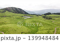 Aerial footage of the highland pastures and ponds in Minami-Aso, Kumamoto Prefecture. 139948484
