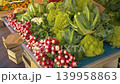 Fresh vegetables displayed at farmers market stall 139958863