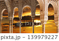 Arches in Islamic (Moorish)  style (against the sunset) in Alhambra, Granada, Spain. 4K, time lapse  139979227