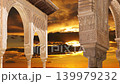 Arches in Islamic (Moorish)  style (against the sunset) in Alhambra, Granada, Spain. 4K, time lapse  139979232