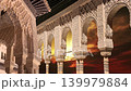 Arches in Islamic (Moorish)  style (against the sunset) in Alhambra, Granada, Spain. 4K, time lapse  139979884