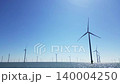 Water texture, wind turbines produce energy in the north sea, wind farm power plant view from height, green energy and alternative energy sources, windmill. 140004250
