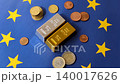 Gold and silver bullion or ingots as metals for bank storage, investments. Gold and silver bars 140017626