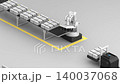 Robot hand with a vacuum suction gripper takes boxes from the pallet and place on the conveyor, 3d render 140037068