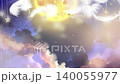御伽噺のような雲海の背景セットと夜空から降る星屑のイラスト 御伽噺のような雲海の背景セットと夜空から降る星屑のイラスト 140055977