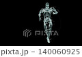 Dancing two robots on a metal background. Seamless loop 3d render 140060925